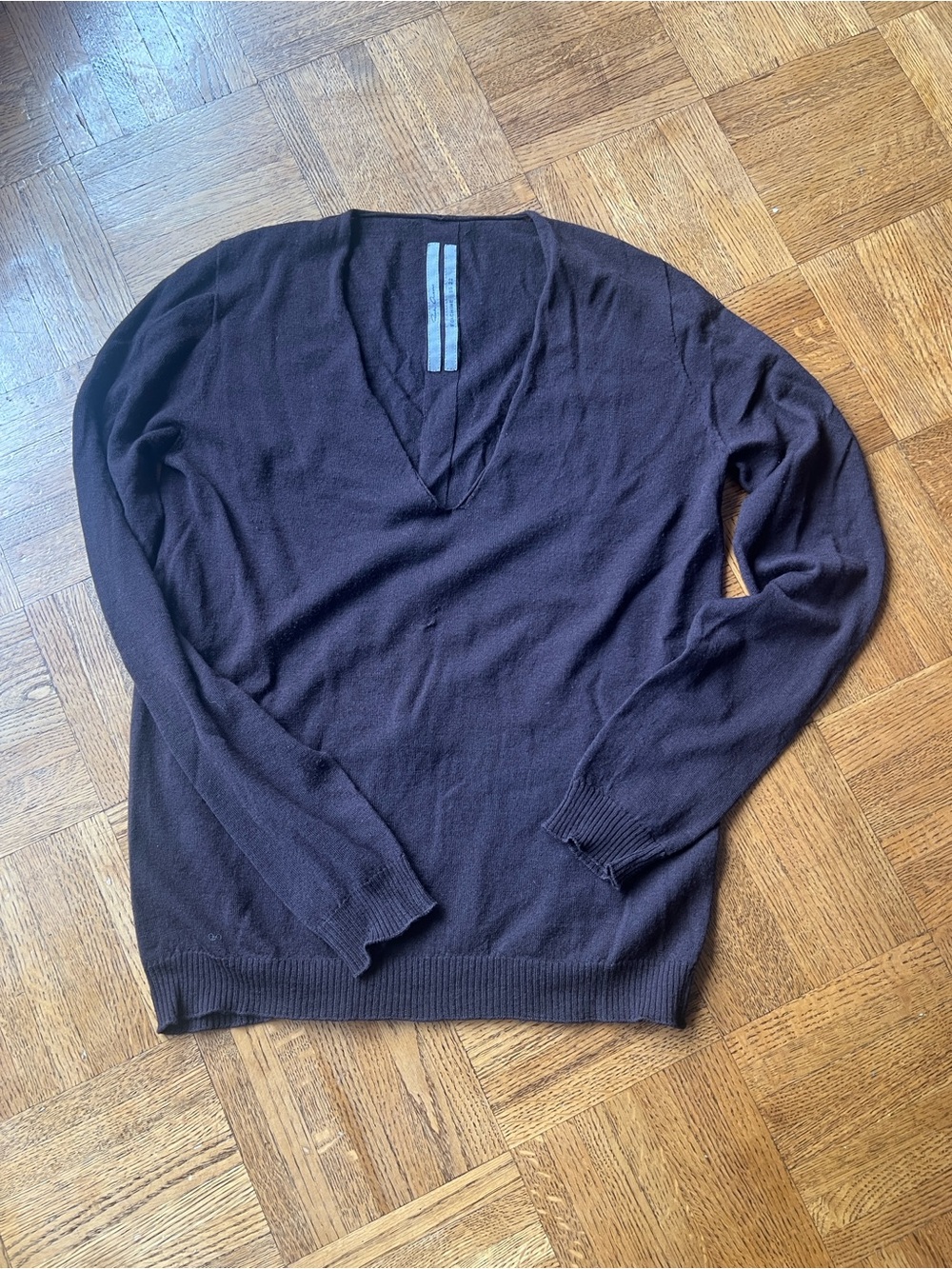 Rick Owens Women’s Deep Brown V-Neck Sweater